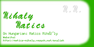 mihaly matics business card